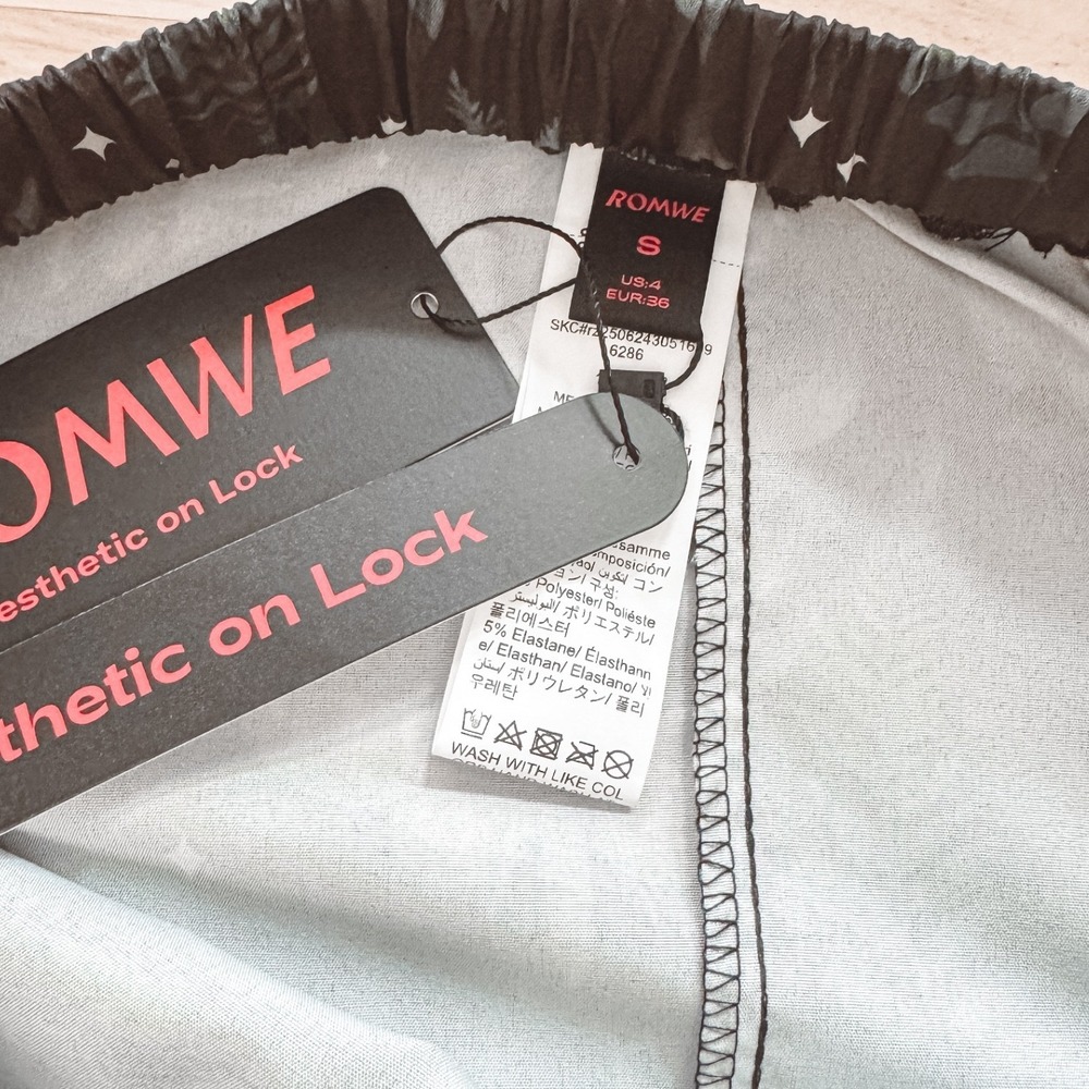 Romwe Womens Moth Moon Fern Tiered Midi Skirt Black Whimsigoth Small NWT - Picture 5 of 10